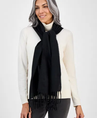 Style & Co Women's Solid Patchwork Weave Wrap, Macy's Exclusive In Black