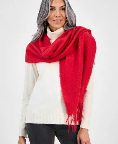 Style & Co Women's Solid Patchwork Weave Wrap, Macy's Exclusive In Red
