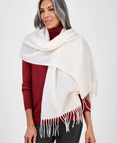 Style & Co Women's Solid Patchwork Weave Wrap, Macy's Exclusive In White