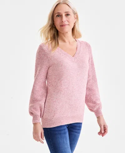 Style & Co Women's Space-dyed V-neck Sweater, Created For Macy's