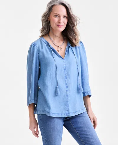 Style & Co Women's Split-neck 3/4-sleeve Top, Exclusively At Macy's In Jubilee Wash