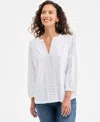 Style & Co Women's Cotton Eyelet-embroidered Blouse, Exclusively At Macy's In Bright White