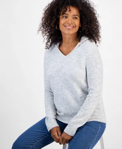 Style & Co Women's Split-neck Hoodie, Macy's Exclusive In Gray