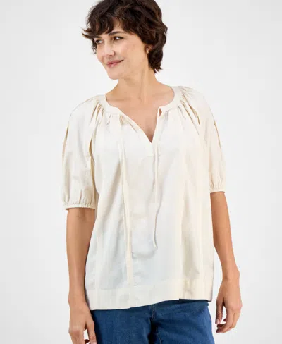 Style & Co Women's Split-neck Raglan-sleeve Blouse, Macy's Exclusive In White