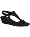 Style & Co Vanzaap Womens Slingback Ankle Strap Wedge Sandals In Black Lizard