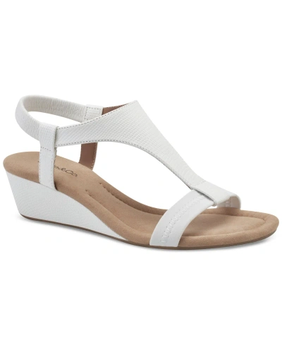 Style & Co Women's Step N Flex Vacanzaa Wedge Sandals, Created For Macy's In White Lizard