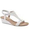 Style & Co Vacanza Womens Faux Leather Open Toe Wedge Sandals In White Perforated