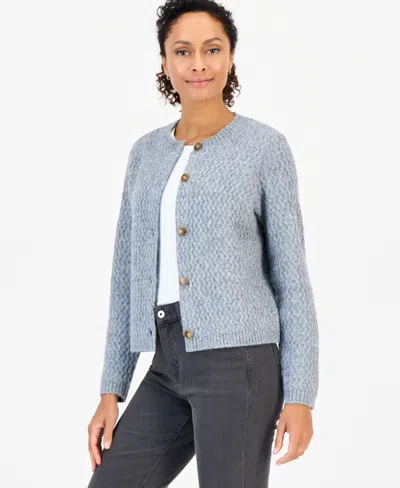 Style & Co Women's Stitch Crewneck Cardigan, Macy's Exclusive In Blue