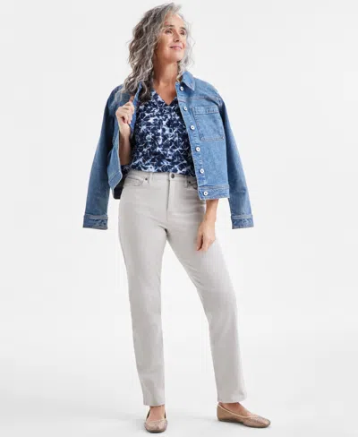 Style & Co Women's Straight-leg High Rise Jeans, Created For Macy's In Stone Wall
