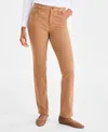 Style & Co Petite High Rise Natural Straight-leg Jeans, Created For Macy's In Brown