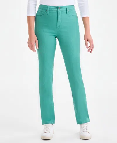 Style & Co Women's Straight-leg High Rise Twill Pants, Created For Macy's In Green
