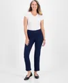 Style & Co Petite Mid Rise Pull On Straight Leg Ponte Pants, Created For Macy's In Industrial Blue