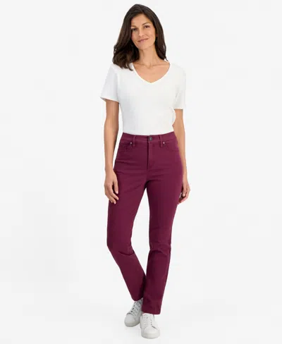 Style & Co Women's Straight-leg High Rise Twill Pants, Created For Macy's In Purple