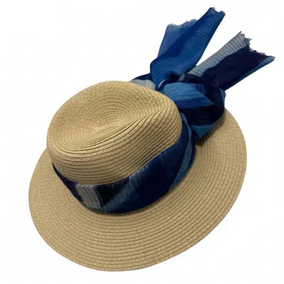 Style & Co Women's Straw Sun Hat In Tan/blue In Multi