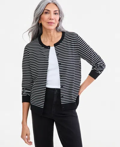 Style & Co Women's Striped Button-down Cardigan Sweater, Macy's Exclusive In Multi