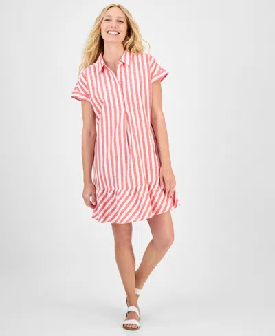 Style & Co Women's Striped Cotton Short-sleeve Shirtdress, Exclusively At Macy's