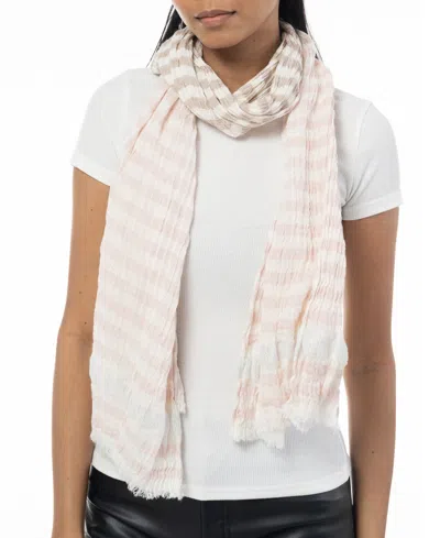 Style & Co Women's Striped Fringe-trim Scarf, Created For Macy's In Blush