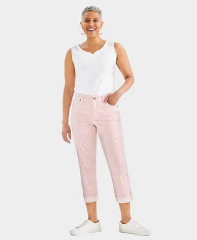 Style & Co Women's Striped Mid-rise Curvy Capri Pants, Created For Macy's In Prmstip Pi