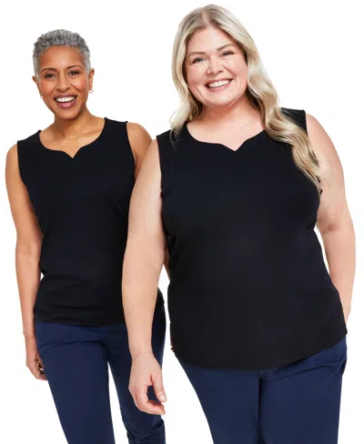 Style & Co Women's Sweetheart-neck Sleeveless Top, Created For Macy's In Deep Black