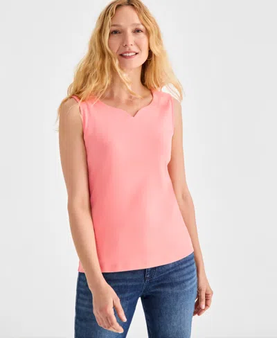 Style & Co Women's Sweetheart-neck Sleeveless Top, Created For Macy's In Salmon Rose