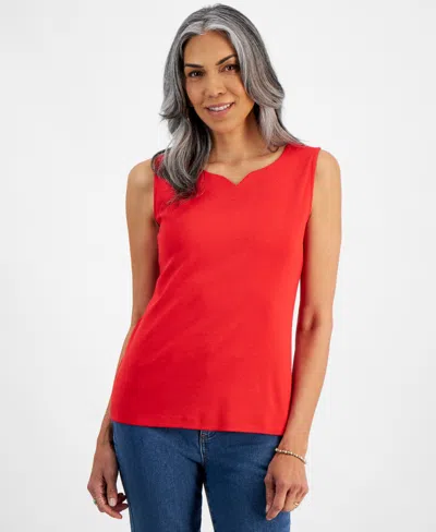 Style & Co Women's Sweetheart-neck Sleeveless Top, Created For Macy's In Gumball Red