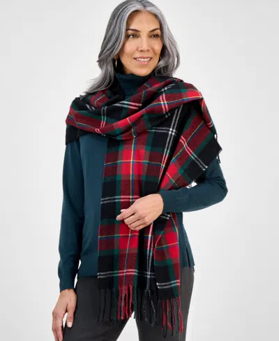 Style & Co Women's Tartan Plaid Scarf, Macy's Exclusive In Red