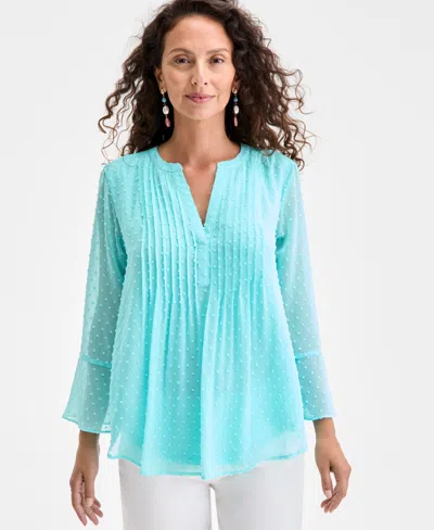 Style & Co Women's Textured Pintuck Ruffle Sleeve Top, Regular & Petite, Created For Macy's
