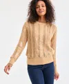 Style & Co Women's Textured Shine Crewneck Sweater, Macy's Exclusive In Brown