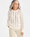 Style & Co Women's Textured Shine Crewneck Sweater, Macy's Exclusive In White