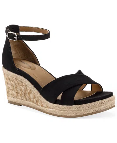 Style & Co . Women's Theaa X-band Wedge Espadrilles Sandals, Macy's Exclusive In Black