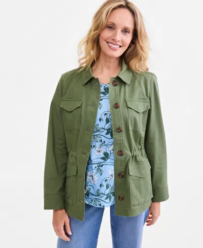 Style & Co Women's Tie Waist Utility Field Jacket, Macy's Exclusive In Green