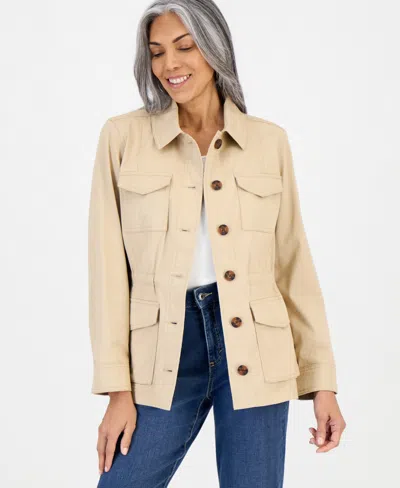 Style & Co Women's Tie Waist Utility Field Jacket, Macy's Exclusive In Neutral