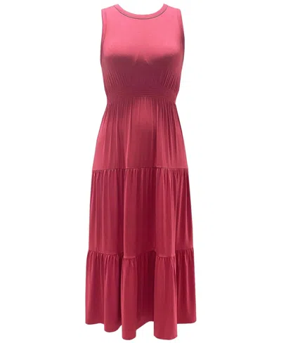 Style & Co Women's Tiered Sleeveless Dress In Pink Coral