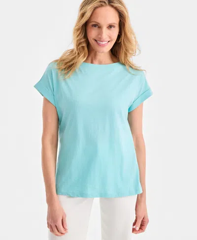 Style & Co Women's Trapunto Knit Boat-neck Top, Macy's Exclusive In Blue