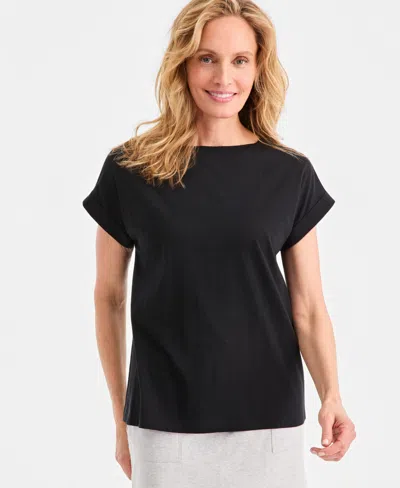Style & Co Women's Trapunto Knit Boat-neck Top, Macy's Exclusive In Black