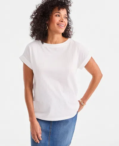 Style & Co Women's Trapunto Knit Boat-neck Top, Macy's Exclusive In White