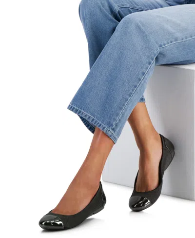 Style & Co Women's Trishh Ballet Flats, Created For Macys In Black Knit