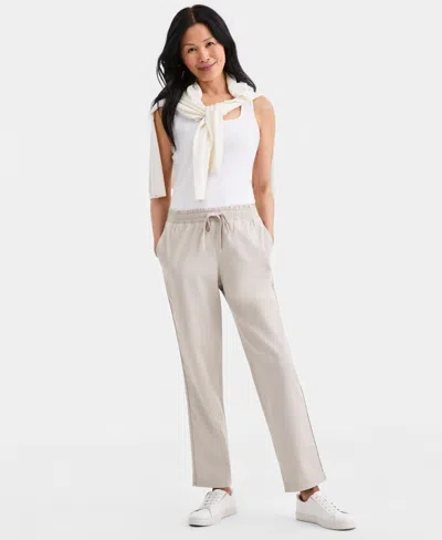 Style & Co Women's Twill Straight-leg Pull-on Pants, Macy's Exclusive In White