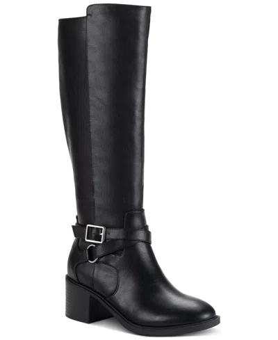 Style & Co Women's Uticaa Belt Heel Boots, Created For Macy's In Black Sm