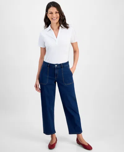 Style & Co Women's Utility-pocket Barrel Jeans, Macy's Exclusive In Orange