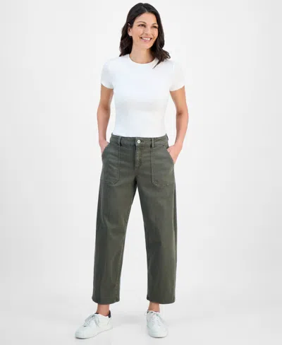 Style & Co Women's Utility-pocket Barrel Jeans, Macy's Exclusive In Green