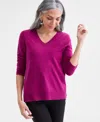 Style & Co Women's V-neck Long-sleeve Sweater, Created For Macy's In Purple