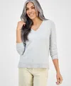 Style & Co Women's V-neck Long-sleeve Sweater, Created For Macy's In Blue