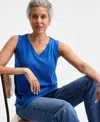 Style & Co Women's V-neck Tank Top, Created For Macy's In Blue
