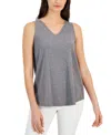 Style & Co Plus Size Solid Sleeveless V-neck Top, Created For Macy's In Gray