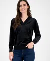 Style & Co Women's V-neck Velour Pullover Top, Macy's Exclusive In Black
