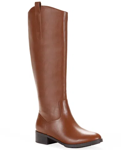Style & Co Women's Valoraa Round Toe Full-zip Riding Boots In Brown