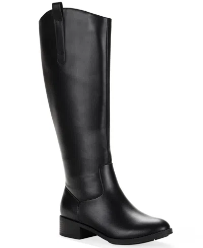 Style & Co Women's Valoraa Round Toe Full-zip Riding Boots In Black