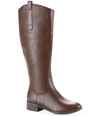 Style & Co Women's Valoraa Round Toe Full-zip Riding Boots In Brown