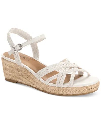 Style & Co Women's Vanaa Wedge Sandals, Exclusively At Macy's In White Linen